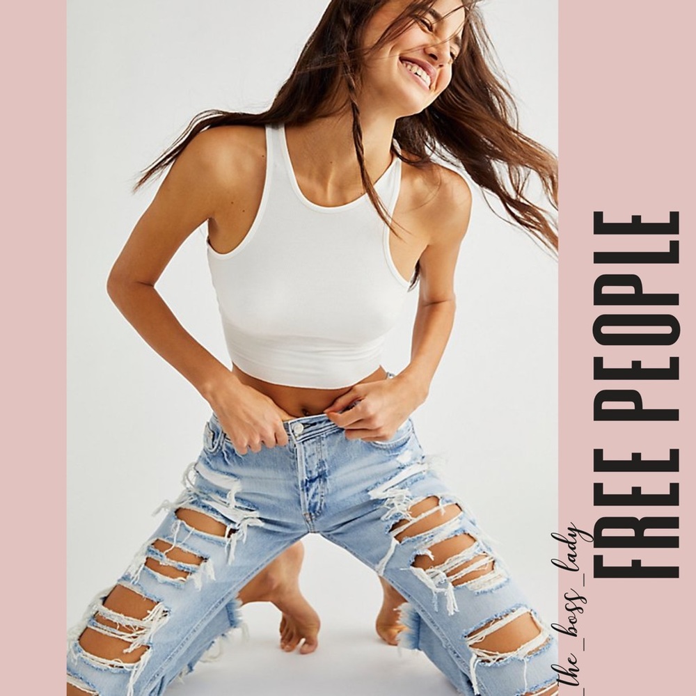 Free People Jeans Maggie Straight Leg Ripped Distressed Ripped Size 26 2